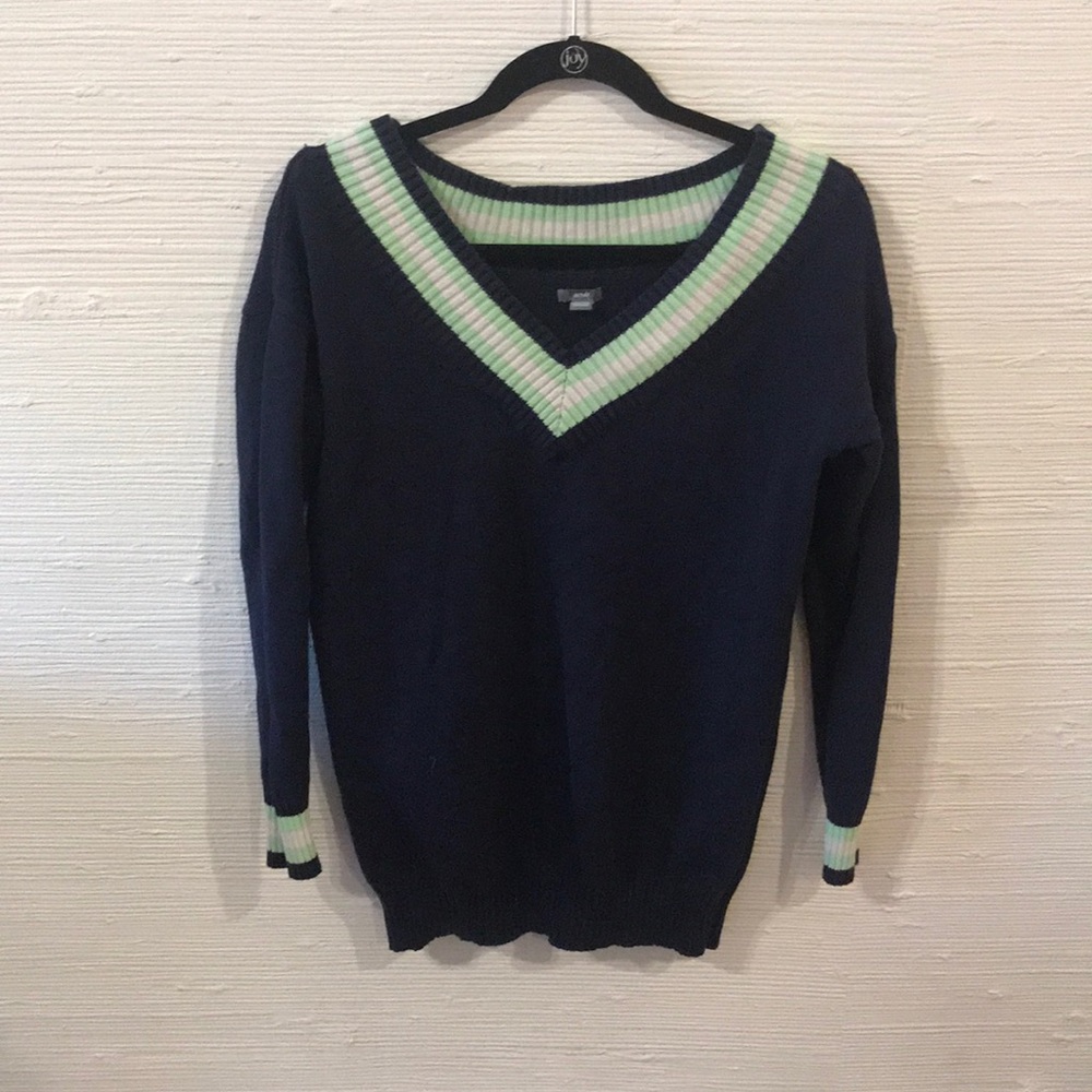 Navy Blue V-neck Sweater